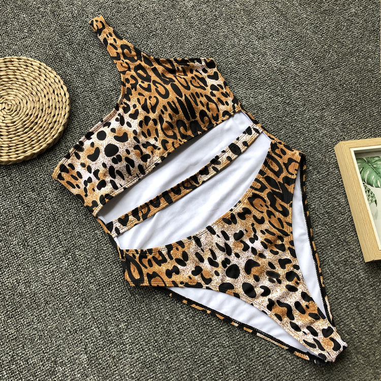 Leopard One-Shoulder Cutout Swimsuit - Mira Belle