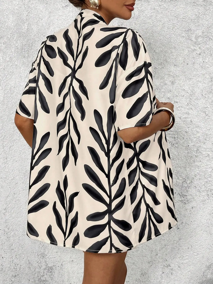 Woman Lady Set Casual Geometric Blouse & Holiday Loose Shorts - Mira Belle
