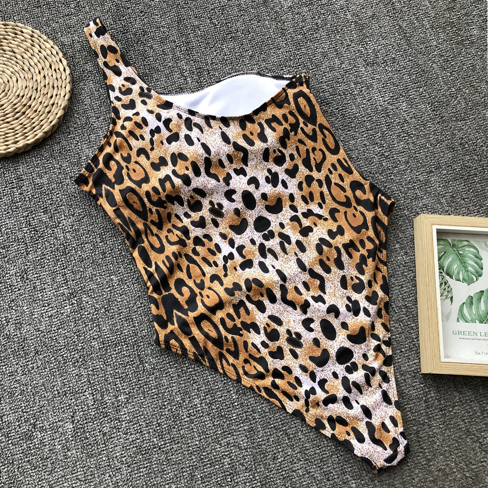 Leopard One-Shoulder Cutout Swimsuit - Mira Belle 