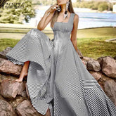 ZANZEA Holiday Long Maxi Dresses Womens France Elegant Tank Dress 2023 Summer Chic A Line Robe Party Striped Sleeveless Sundress - Mira Belle 